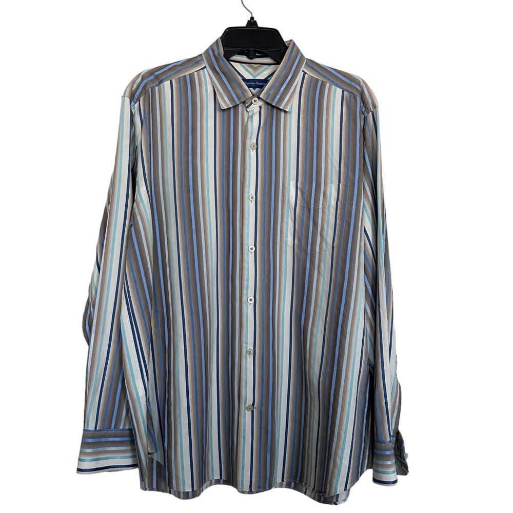 Tommy Bahama Men’s Sz L Long Sleeve Striped Silk Shirt